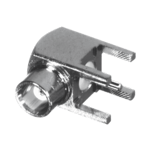 Conector MCX Hembra en Ángulo Recto para Montaje en PCB, Oro/ Oro/ Teflón.