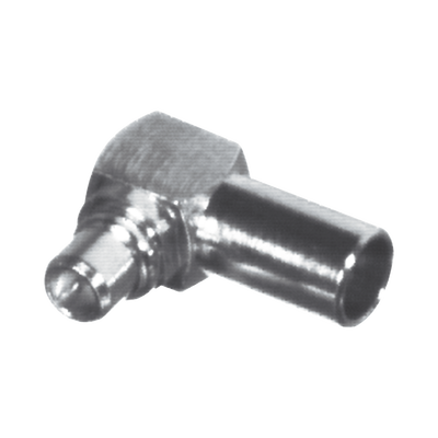 Conector MMCX Macho en Ángulo Recto para Soldar en Cable Semi-Rígido de 0.085", Grupo SR1, Oro/ Oro/ Teflón.
