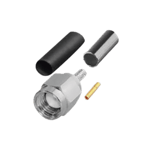 Conector SMA Macho Inverso de Anillo Plegable para Cables RG-174/U, RG-316/U, Níquel/ Oro/ Teflón.