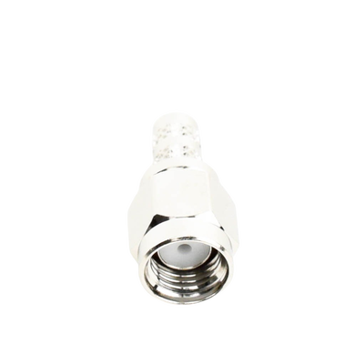 Conector SMA Macho Inverso, de Anillo Plegable para RG-58/U, Niquel /Oro /Teflón.