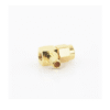 Conector SMA Macho Inverso en Ángulo Recto de Anillo Plegable para Cables RG-58/U, RG-142/U, Oro/ Oro/ Teflón.
