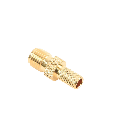 Conector SMA hembra inverso de anillo plegable para cable RG-58/U, Oro/ Oro Teflón. Conector SMA hembra inverso de anillo plegable para cable RG-58/U, Oro/ Oro Teflón.