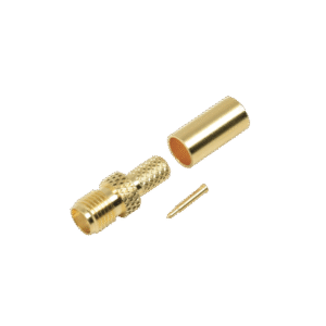 Conector SMA hembra inverso de anillo plegable para cable RG-58/U, Oro/ Oro Teflón.