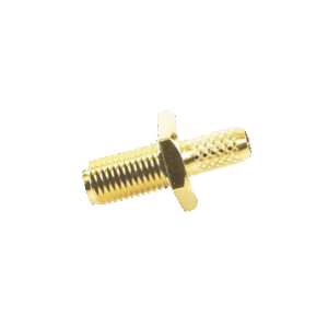 Conector SMA Hembra Inverso de Chasis en D Plano, Anillo Plegable para Cable RG-142/U, Oro/ Oro/ Teflón.