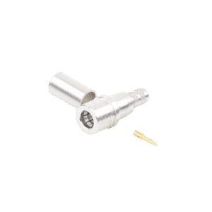 Conector QMA (Quick Mate) Macho, Anillo Plegable para RG-8/X, LMR-240, Bronce Blanco/Oro/Teflón.