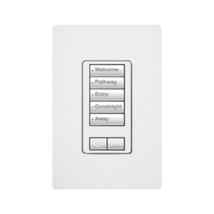 (RadioRA2) Teclado seetouch 5 botones, 2 botones subir/bajar, programe escenas diferentes en cada botón.