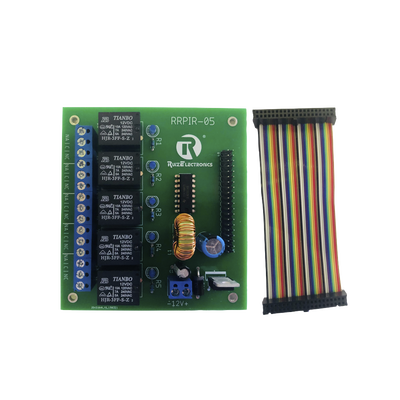 Tablilla interfaz de 5 relevadores con arnés 20x2 pines para Raspberry Pi Tablilla interfaz de 5 relevadores con arnés 20x2 pines para Raspberry Pi