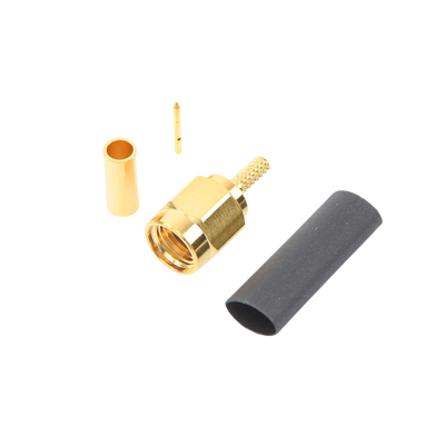 Conector SMA Macho de Anillo Plegable para Cables RG-174/U, 8216, Oro/ Oro/ Teflón.
