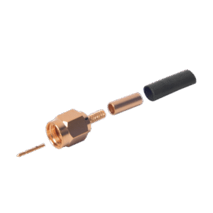 Conector SMA Macho de Anillo Plegable para Cables RG-174/U, 8216, Oro/ Oro/ Teflón.