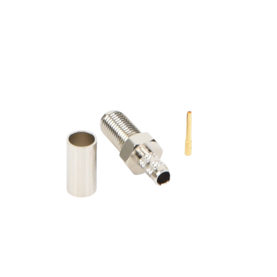 Conector SMA Hembra de Anillo Plegable para Cable RG-58/U, Niquel/ Oro / Teflón.