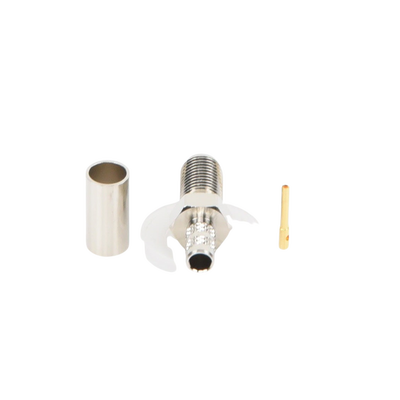 Conector SMA Hembra de Anillo Plegable para Cable RG-58/U, Niquel/ Oro / Teflón.