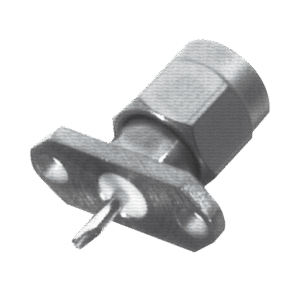 Conector SMA Macho de 2 Perforaciones, Montaje en Panel con Terminal Soldable, Níquel/ Oro/ Teflón.â€‹