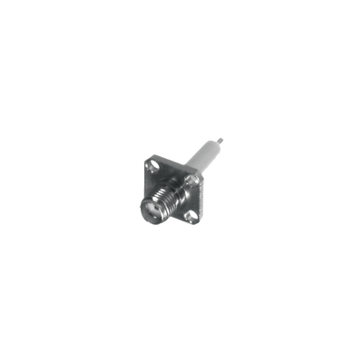 Conector SMA Hembra, Montaje de Panel Cuadrado, 4 Perforaciones, Soldable con Dieléctrico Extendido, Níquel/ Oro/ Teflón. Conector SMA Hembra, Montaje de Panel Cuadrado, 4 Perforaciones, Soldable con Dieléctrico Extendido, Níquel/ Oro/ Teflón.