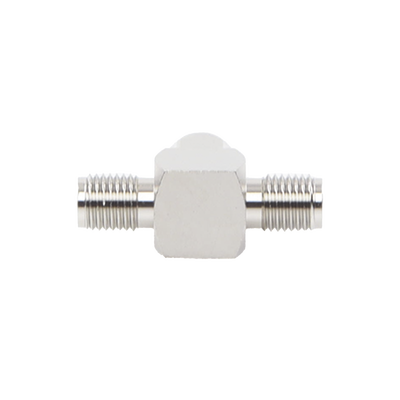 Adaptador en T, de Conector SMA Macho a Doble SMA Hembras, Níquel/ Oro/ Teflón.