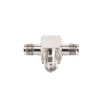 Adaptador en Forma T, de Triple Conectores SMA Hembra, Níquel/ Oro/ Teflón.