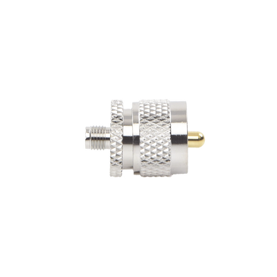 Adaptador en Línea de Conector SMA Hembra a UHF Macho (PL-259), Níquel/ Oro/ Teflón.
