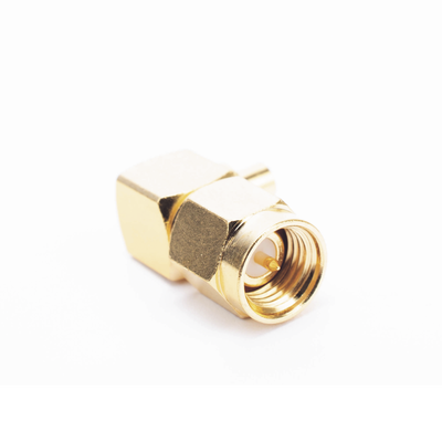 Conector SMA Macho en A/R para cable Semi-Rígido de 0.085" de Diámetro , Oro/ Oro/ Teflón..