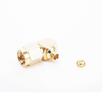 Conector SMA Macho en A/R para cable Semi-Rígido de 0.085" de Diámetro , Oro/ Oro/ Teflón..