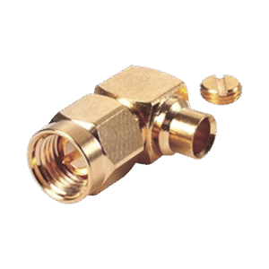 Conector SMA Macho en A/R para Cable Semi-Rígido de 0.141" de Diámetro, Oro/ Oro/ Teflón.