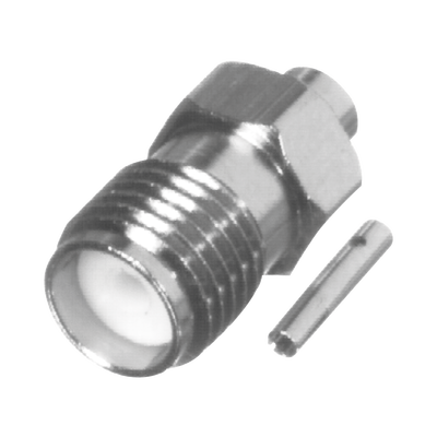 Conector SMA Hembra en Línea para Cable Semi-Rígido de 0.047" de Diámetro, Grupo SR0, Oro/ Oro/ Teflón.