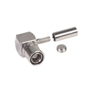 Conector SMB Macho (Plug) en A/R (Pin Hembra), de Anillo Plegable para RG-174/U, Níquel/ Oro/ Teflón.â€‹