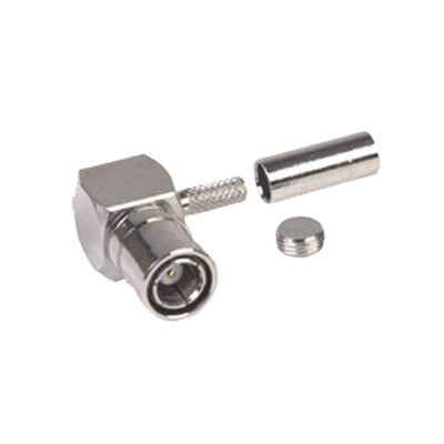 Conector SMB Macho (Plug) en A/R (Pin Hembra), de Anillo Plegable para RG-174/U, Níquel/ Oro/ Teflón.â€‹