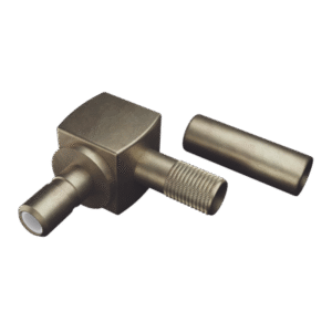 Conector SSMB Hembra en Ángulo Recto, Anillo Plegable para Cable RG-316/U, Grupo B, Oro/ Oro/ Teflón.