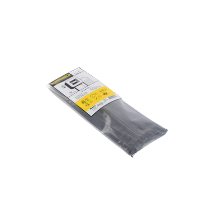 Cincho de Nylon 6.6 StrongHold™, 300mm largo x 3.6mm ancho, Color Negro, Exterior Resistente a Rayos UV, Paquete de 100pz