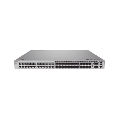 Switch Empresarial Core Híbrido Administrable Capa 3 / 24 puertos 10/100/1000 mbps / 16 Puertos SFP+ 10GE / 8 Puertos 25GE SFP28 / 2 Puertos 40/100GE QSFP28 / iStack / Ruteo Dinamico (RIP, OSPF, IS-IS y BGP) / Fuente redundante / Nube Gratis