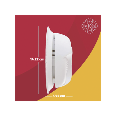 Detector de Humo Autónomo, No Requiere Panel, Batería Sellada de Litio por 10 años, Sensor por Ionización, Sin cableado
