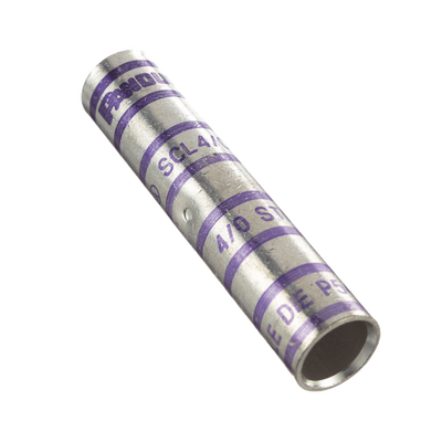 Empalme de Compresión a tope de Cobre tipo barril largo. Para cable 4/0 AWG, Paquete de 10 Piezas Empalme de Compresión a tope de Cobre tipo barril largo. Para cable 4/0 AWG, Paquete de 10 Piezas