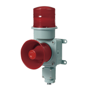 Combinación de baliza LED color roja con sirena electrónica para aplicaciones de la industria pesada máx.114 dB a 24 VCD Combinación de baliza LED color roja con sirena electrónica para aplicaciones de la industria pesada máx.114 dB a 24 VCD