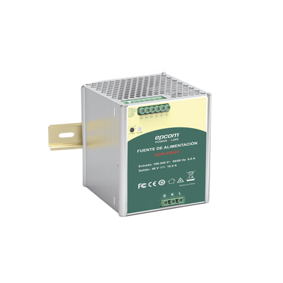 Fuente de Poder Industrial 48 Vcc @ 10A / 480W / Función relay Vcc / Función de Conexión Paralelo / Riel Din