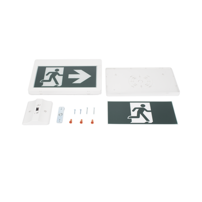 Letrero LED de Señalización de salida "Hombre Corriendo"/ Alto brillo / Uso en pared, lateral o techo / Batería de Respaldo Incluida con hasta 120 minutos de duracion
