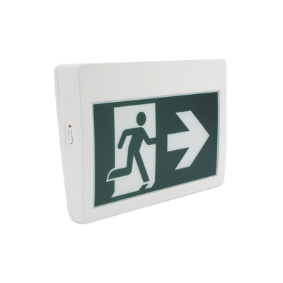 Letrero LED de Señalización de salida "Hombre Corriendo"/ Alto brillo / Uso en pared, lateral o techo / Batería de Respaldo Incluida con hasta 120 minutos de duracion