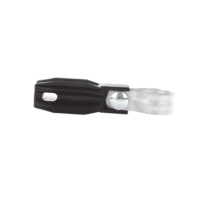 Aislador de paso o esquina con abrazadera incluida de 33-38mm para uso en tubería de malla ciclónica. Aislador de paso o esquina con abrazadera incluida de 33-38mm para uso en tubería de malla ciclónica.