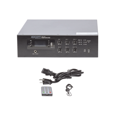 Mini Amplificador de Audio Mezclador | 120W RMS | Sistema 70/100V | MP3 | Tuner | Bluetooth | Musica ambiental y Voceo