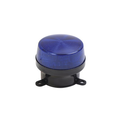 Mini estrobo color azul con montaje de pestaña. Mini estrobo color azul con montaje de pestaña.