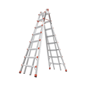Escalera telescópica en "A" de 6.4 metros de aluminio. Escalera telescópica en "A" de 6.4 metros de aluminio.