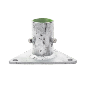 Base Triangular para Mástil de 1" a 2" con Opresores. Galvanizado por Inmersión en Caliente.