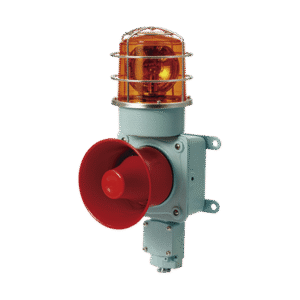 Combinación de luz de advertencia giratoria color Ámbar con bocina eléctrica para aplicaciones de la industria a 24 VCD, máx. 120 dB Combinación de luz de advertencia giratoria color Ámbar con bocina eléctrica para aplicaciones de la industria a 24 VCD, máx. 120 dB