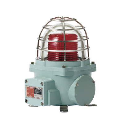 Baliza con luz LED color Rojo con patrón de destello fijo o flasheante, ideal para zonas y áreas peligrosas, opera en un rango de 120 VAC Baliza con luz LED color Rojo con patrón de destello fijo o flasheante, ideal para zonas y áreas peligrosas, opera en un rango de 120 VAC