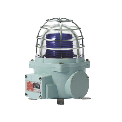 Baliza con luz LED color Azul con patrón de destello fijo o flasheante, ideal para zonas y áreas peligrosas, opera en un rango de 12-24 VCD Baliza con luz LED color Azul con patrón de destello fijo o flasheante, ideal para zonas y áreas peligrosas, opera en un rango de 12-24 VCD