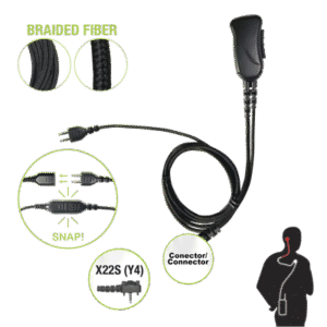 Micrófono con cable de fibra trenzada serie SNAP compatible con VERTEX VX-160/180/210/230/231/350/354/400/410/424/427.