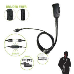Micrófono con cable de fibra trenzada serie SNAP compatible con conector Motorola Serie Jedi.