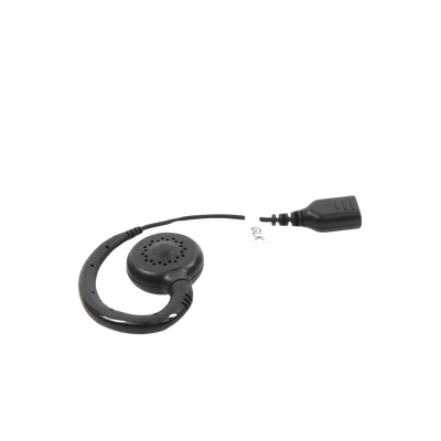 Auricular giratorio con gancho en forma de "G" con cable de fibra trenzada y conector SNAP. Requiere micrófono de solapa de 1 o 2 hilos de la Serie SNAP.