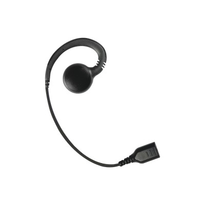 Auricular giratorio con gancho en forma de "G" con cable de fibra trenzada y conector SNAP. Requiere micrófono de solapa de 1 o 2 hilos de la Serie SNAP.