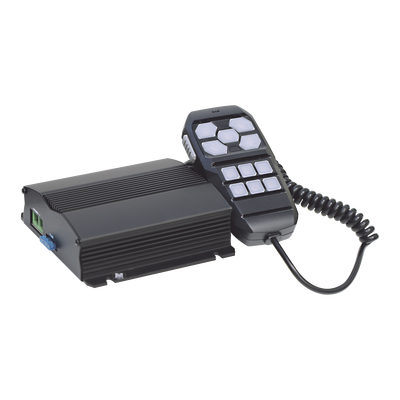 Sirena Vehicular de 100W de Potencia, Con Controlador Unimando Para Control de Tonos, 4 Salidas Auxiliares y Microfono