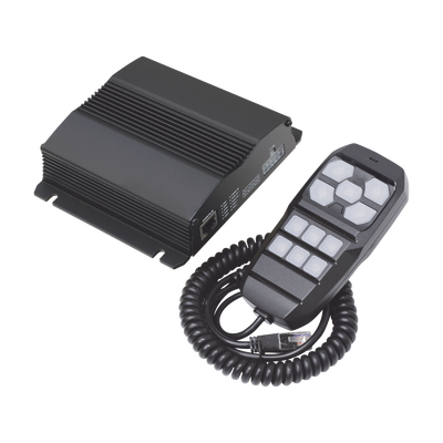 Sirena Vehicular de 100W de Potencia, Con Controlador Unimando Para Control de Tonos, 4 Salidas Auxiliares y Microfono