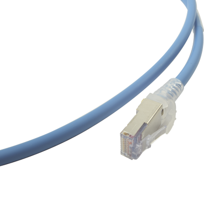 Patch Cord "Skinny" Cat6A Blindado S/FTP, 5ft, Diámetro Reducido 28 AWG, Color Azul